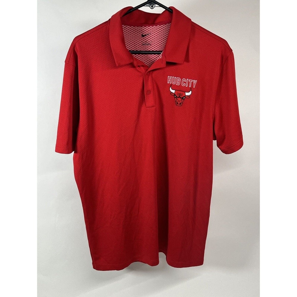 Nike Golf Dri-Fit Hub City Chicago Bulls NBA Basketball Mens Polo Large